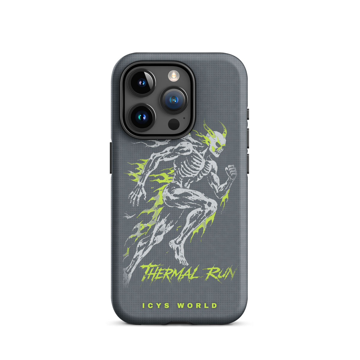 ICYS WORLD Thermal Run iPhone case on iPhone 15 Pro, matte finish