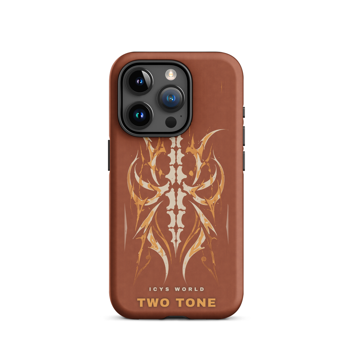 ICYS WORLD Two Tone iPhone case on iPhone 15 Pro, matte finish