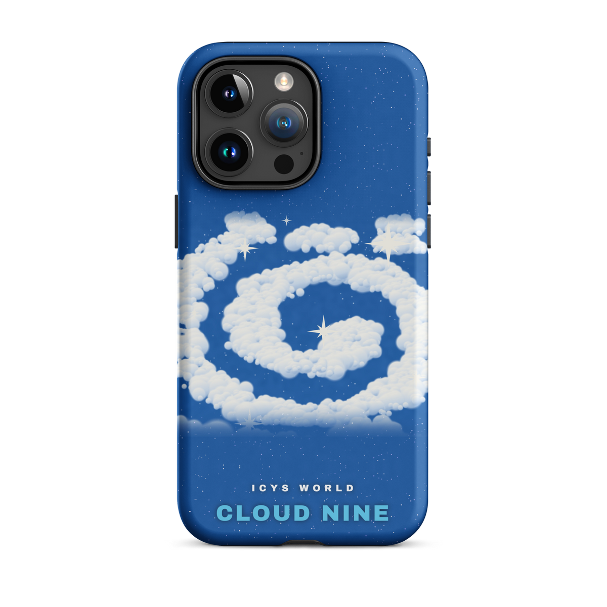 ICYS WORLD Cloud Nine iPhone case on iPhone 15 Pro Max, matte finish