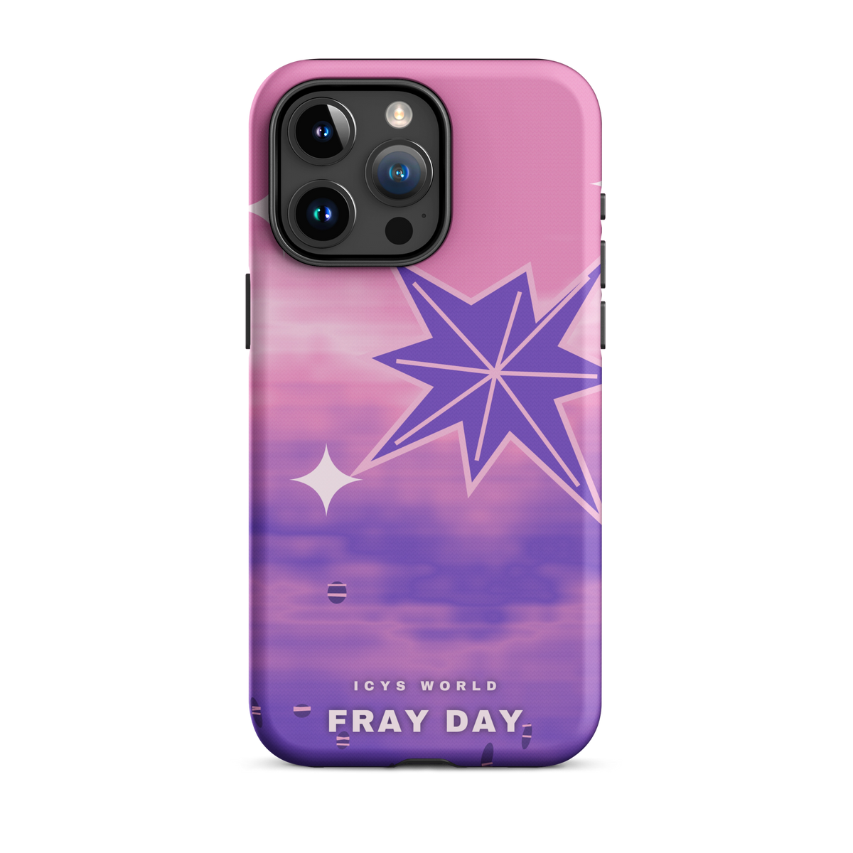 ICYS WORLD Fray Day iPhone case on iPhone 15 Pro Max, matte finish
