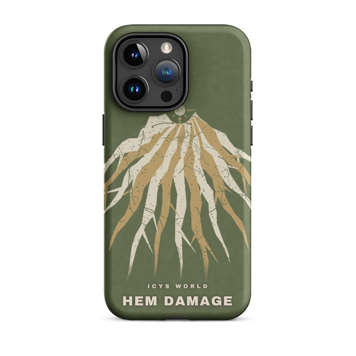 ICYS WORLD Hem Damage iPhone case on iPhone 15 Pro Max, matte finish