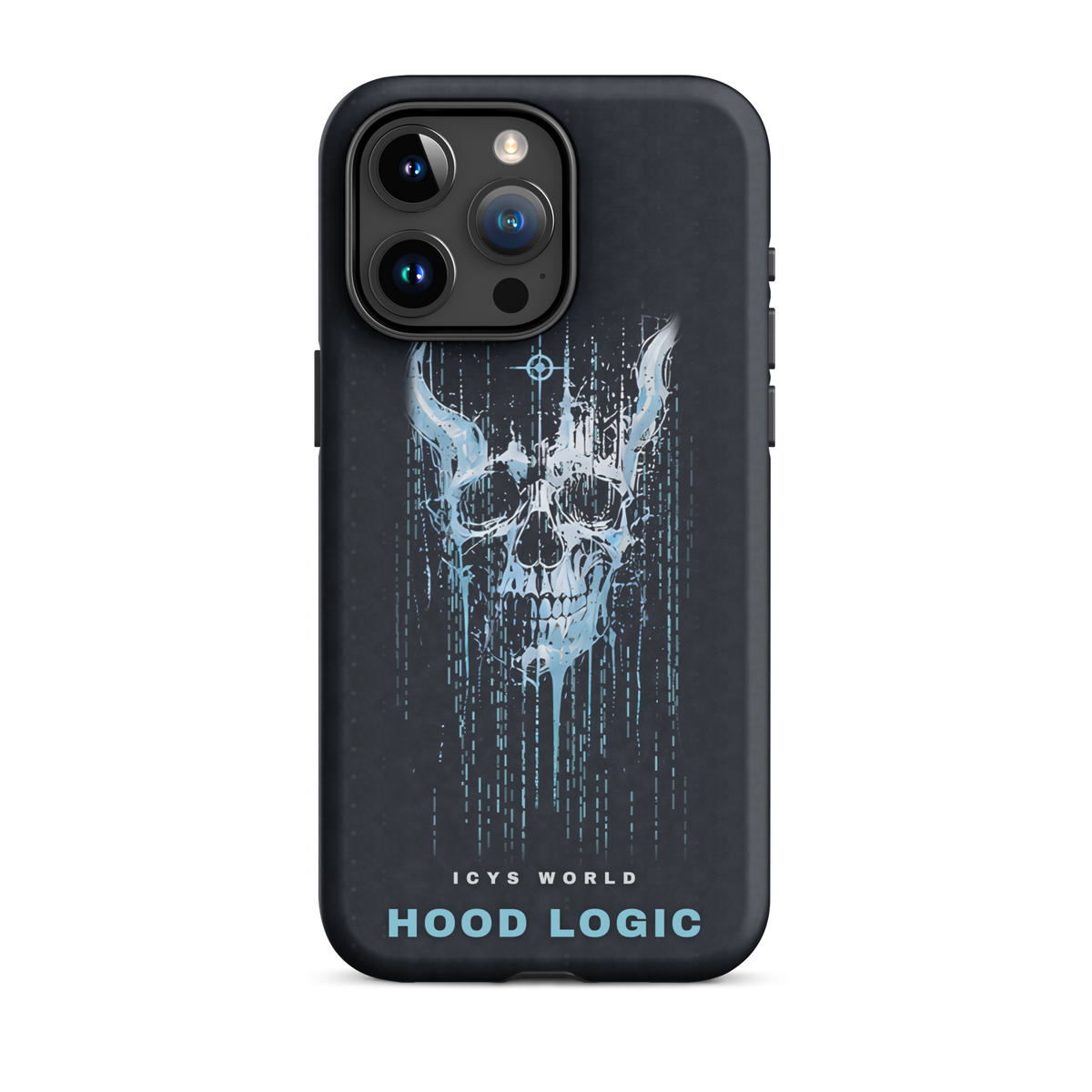 ICYS WORLD Hood Logic iPhone case on iPhone 15 Pro Max, matte finish