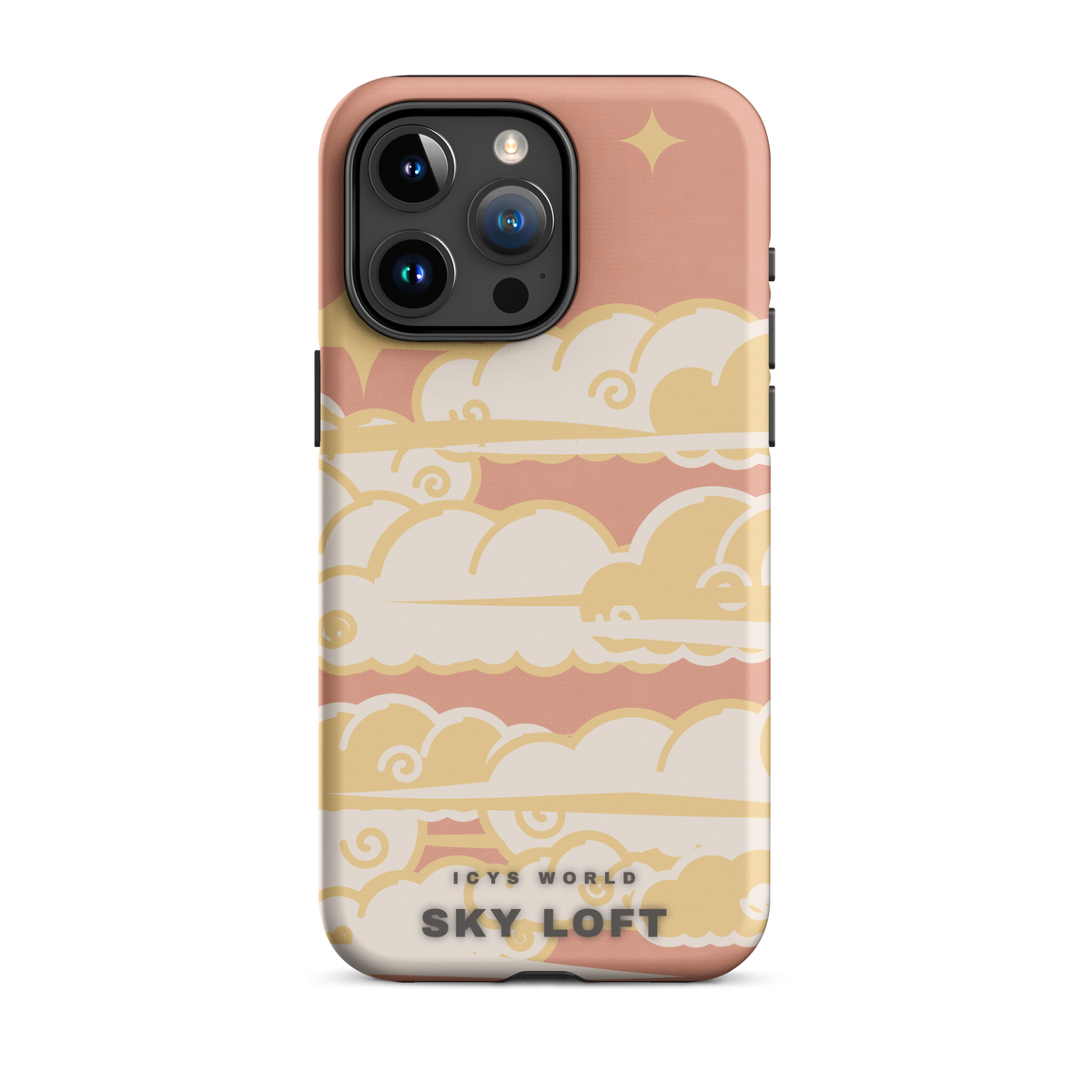 ICYS WORLD Sky Loft iPhone case on iPhone 15 Pro Max, matte finish
