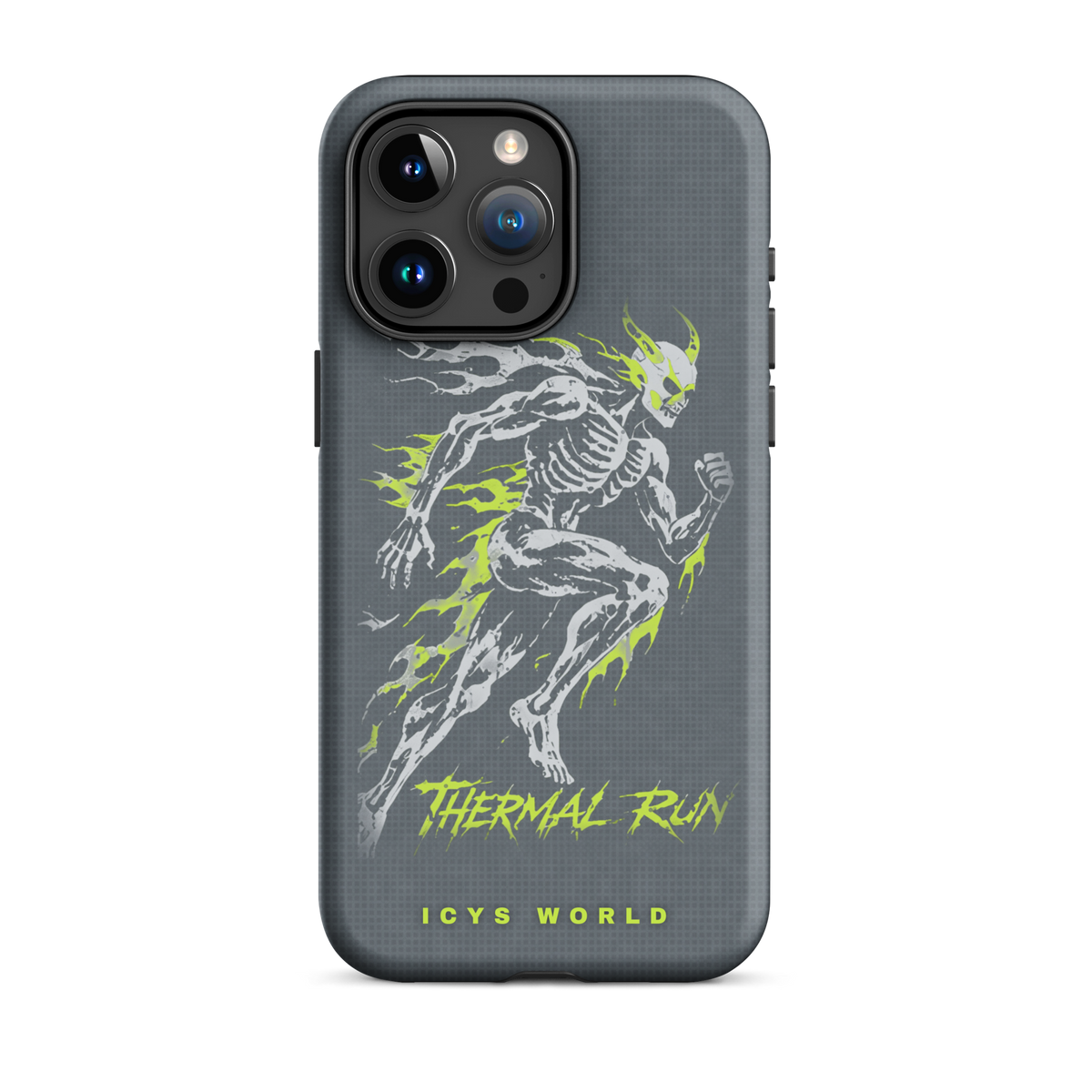 ICYS WORLD Thermal Run iPhone case on iPhone 15 Pro Max, matte finish