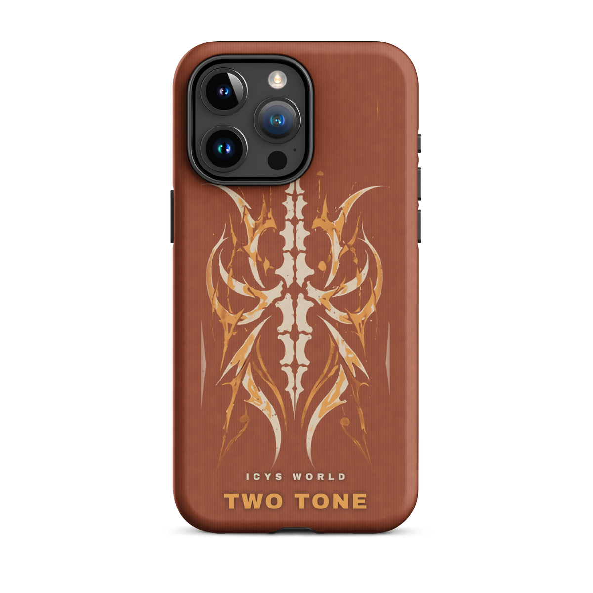 ICYS WORLD Two Tone iPhone case on iPhone 15 Pro Max, matte finish
