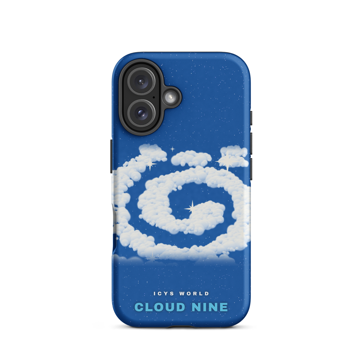 ICYS WORLD Cloud Nine iPhone case on iPhone 16, matte finish