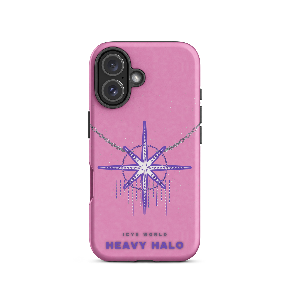 ICYS WORLD Heavy Halo iPhone case on iPhone 16, matte finish