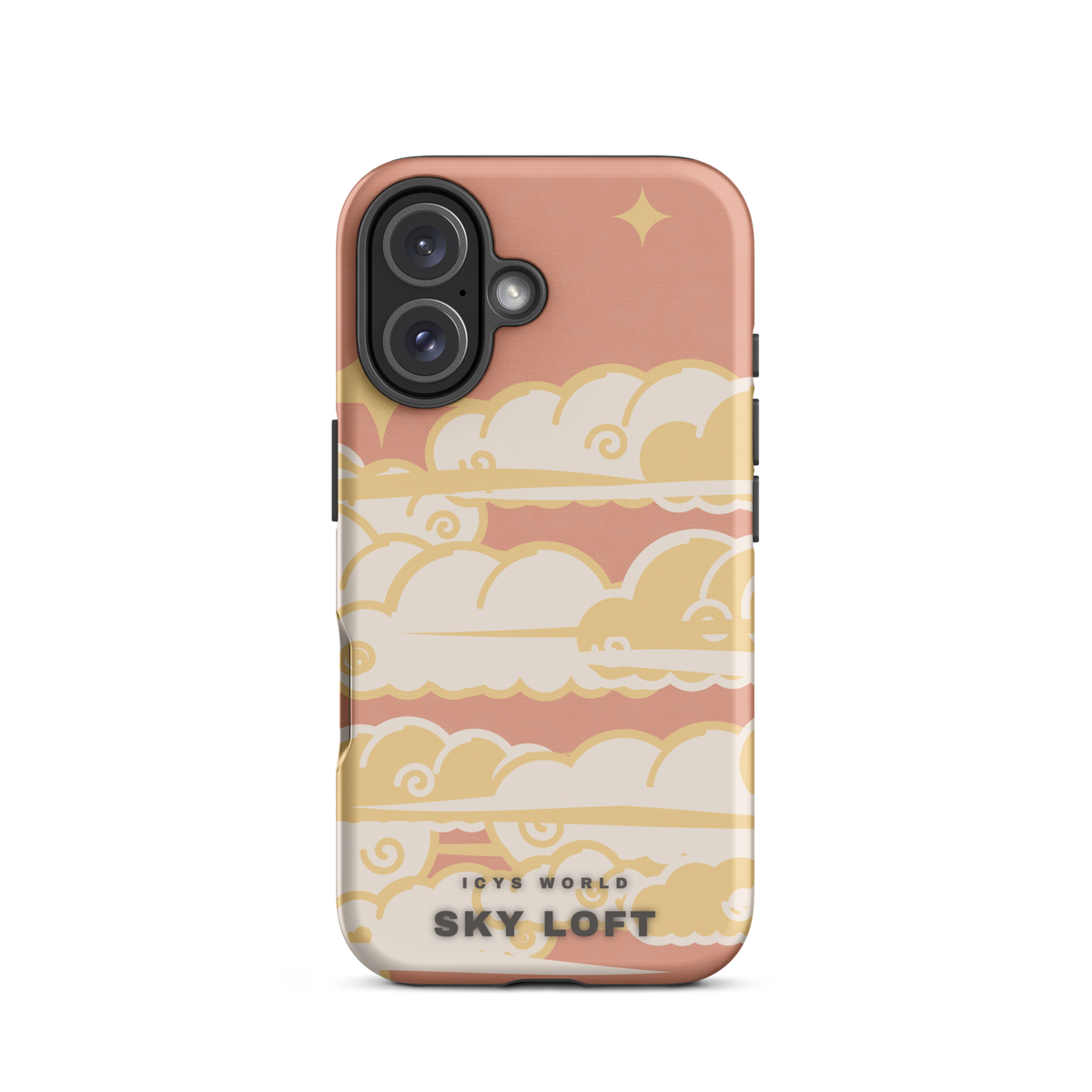 ICYS WORLD Sky Loft iPhone case on iPhone 16, matte finish