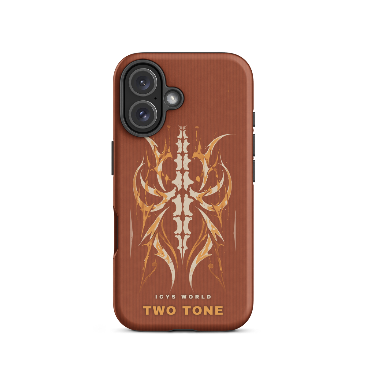 ICYS WORLD Two Tone iPhone case on iPhone 16, matte finish