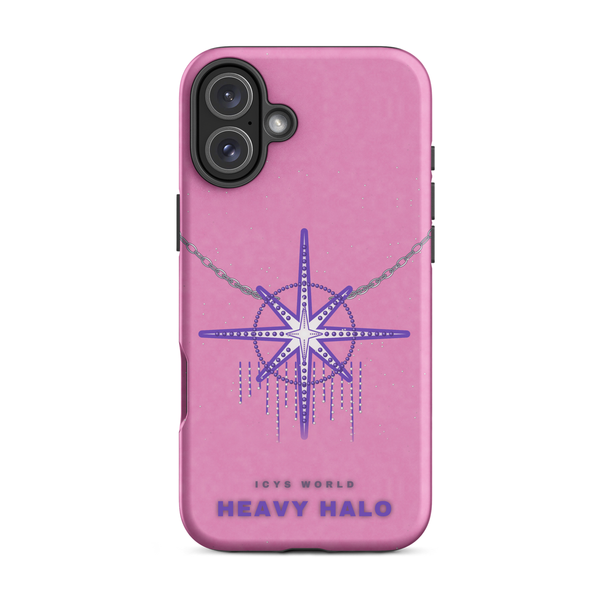 ICYS WORLD Heavy Halo iPhone case on iPhone 16 Plus, matte finish