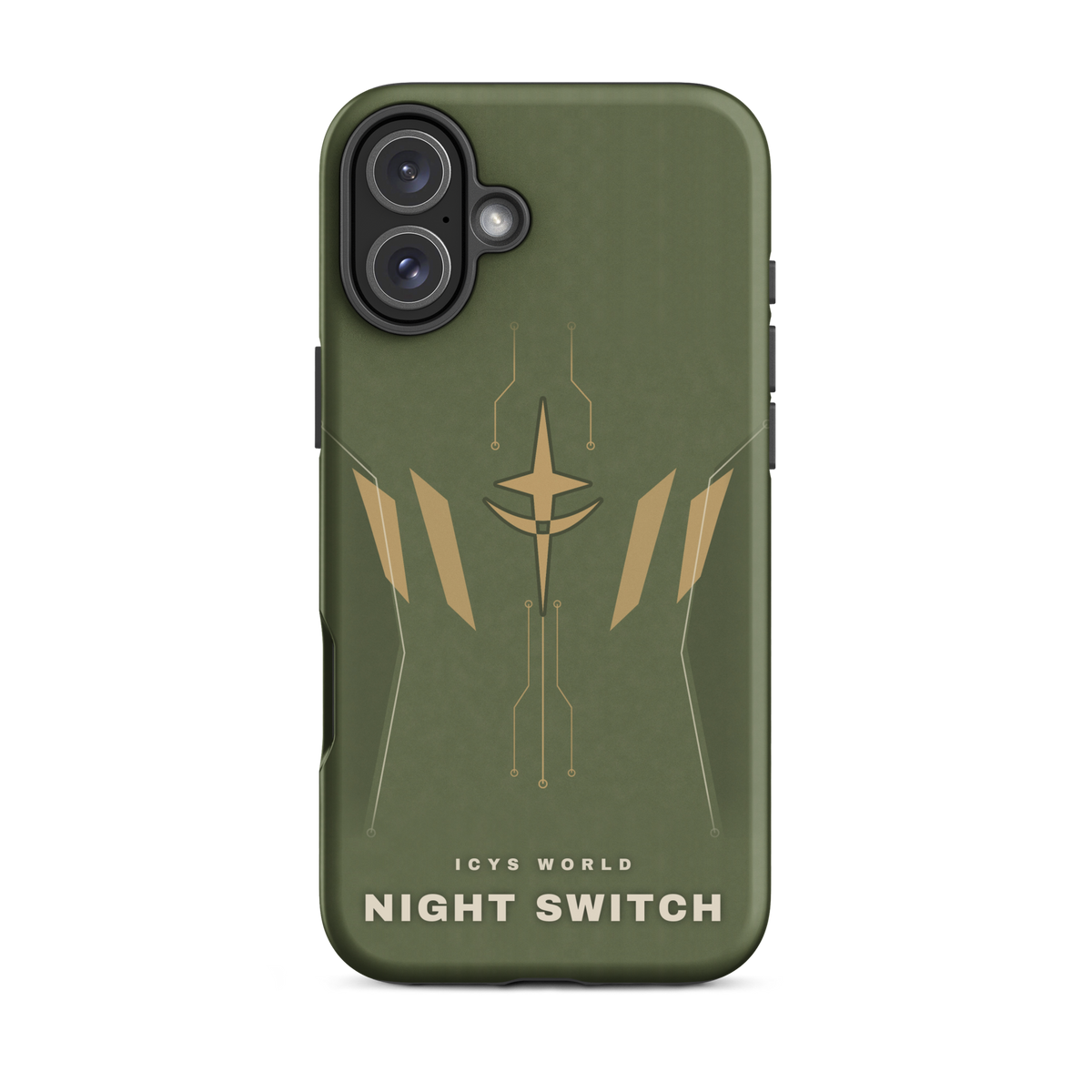 ICYS WORLD Night Switch iPhone case on iPhone 16 Plus, matte finish