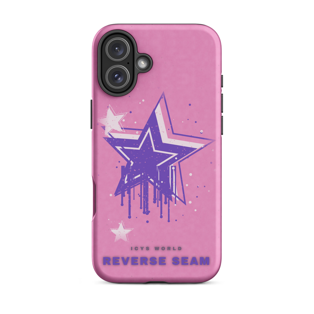 ICYS WORLD Reverse Seam iPhone case on iPhone 16 Plus, matte finish