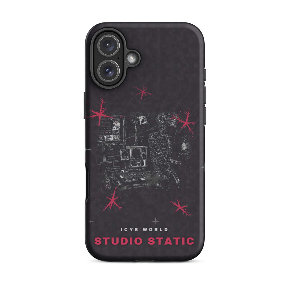 ICYS WORLD Studio Static iPhone case on iPhone 16 Plus, matte finish