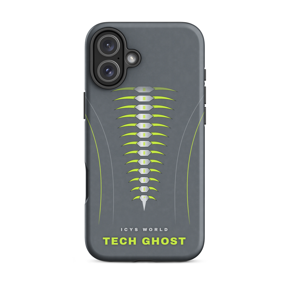 ICYS WORLD Tech Ghost iPhone case on iPhone 16 Plus, matte finish