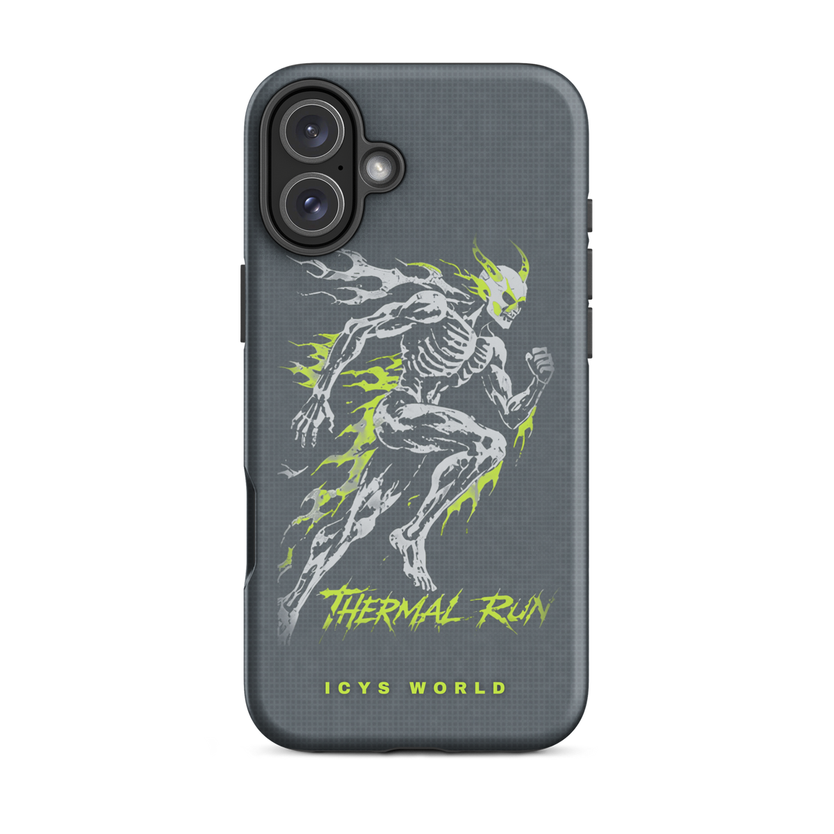ICYS WORLD Thermal Run iPhone case on iPhone 16 Plus, matte finish