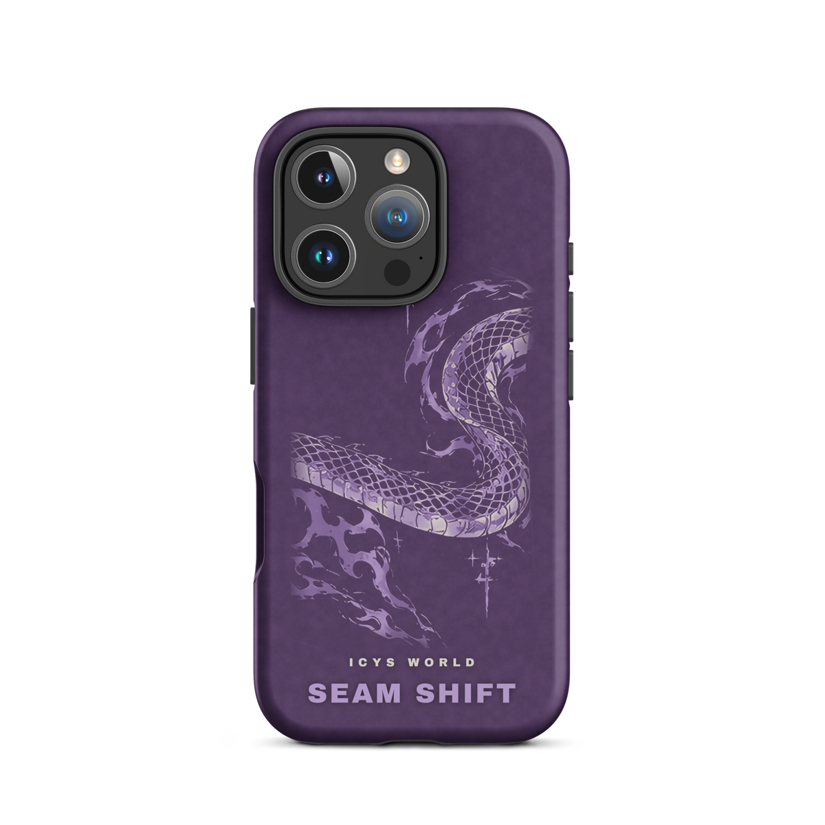 ICYS WORLD Seam Shift iPhone case on iPhone 16 Pro, matte finish