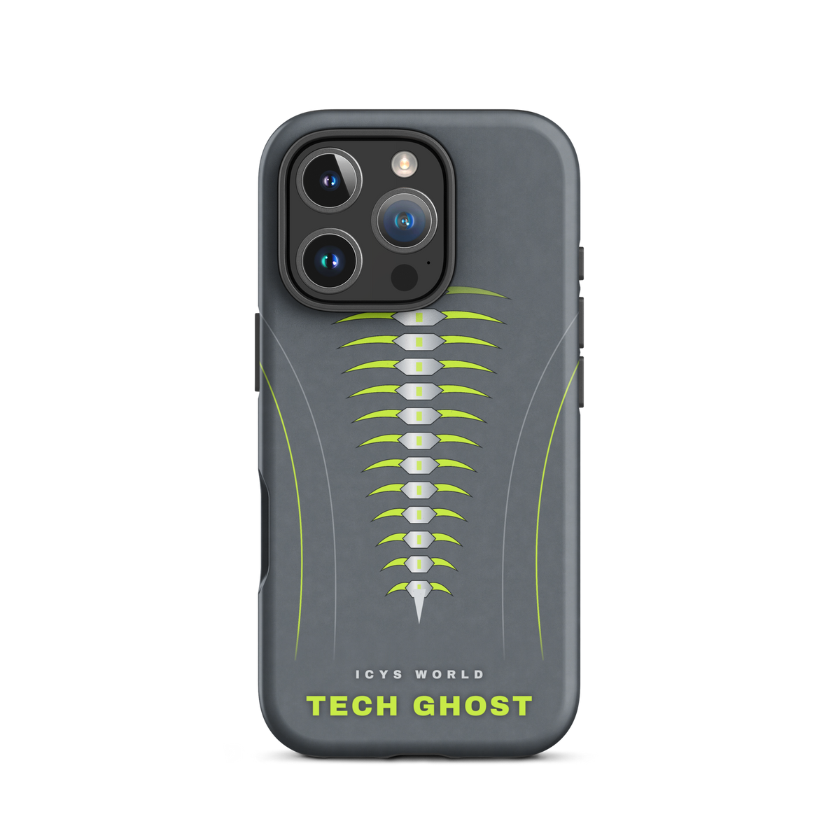 ICYS WORLD Tech Ghost iPhone case on iPhone 16 Pro, matte finish