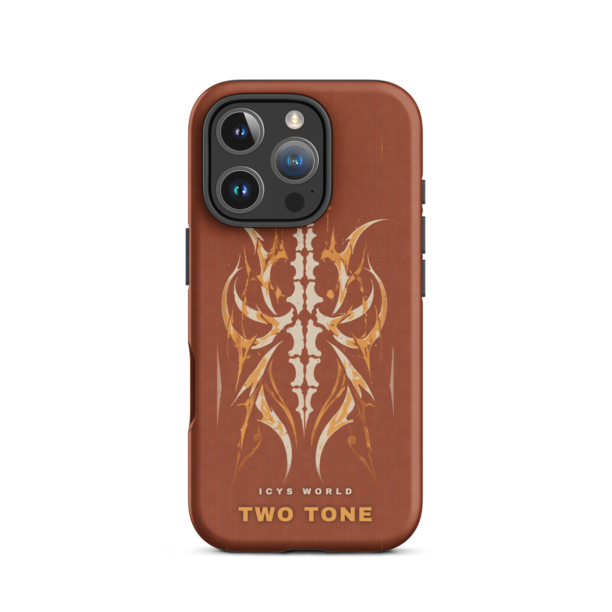 ICYS WORLD Two Tone iPhone case on iPhone 16 Pro, matte finish
