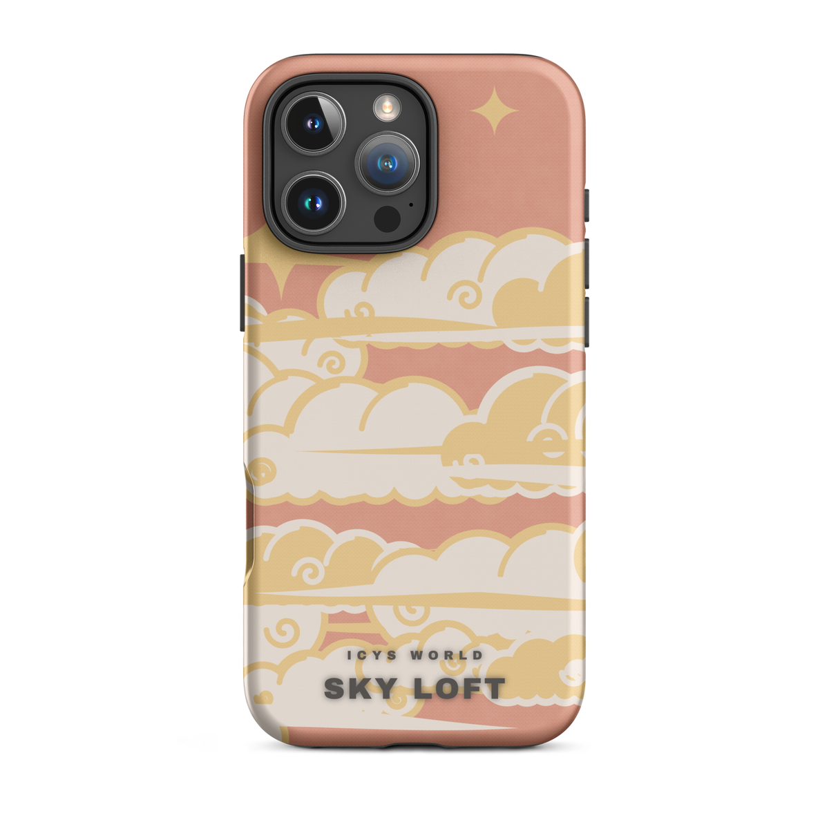 ICYS WORLD Sky Loft iPhone case on iPhone 16 Pro Max, matte finish