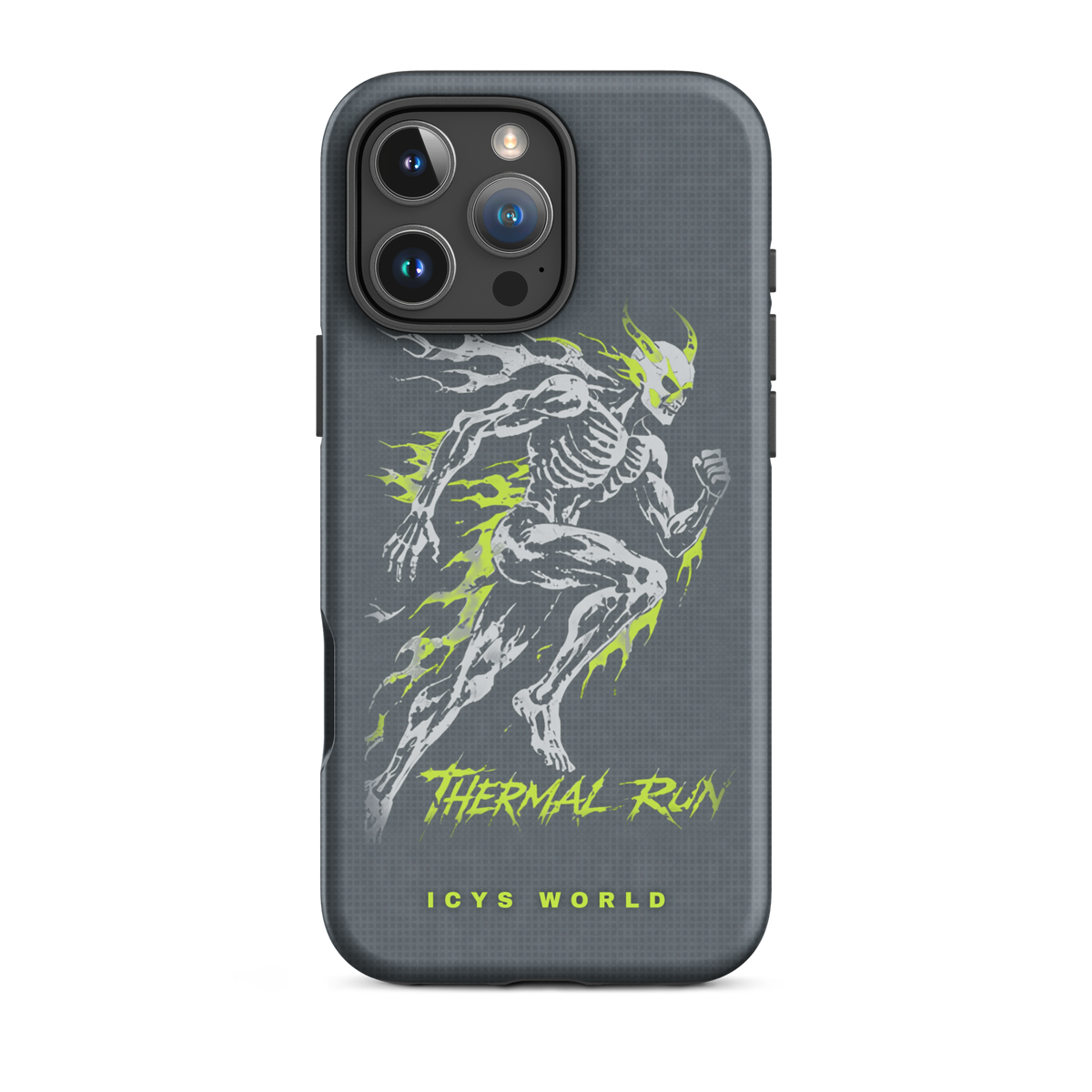 ICYS WORLD Thermal Run iPhone case on iPhone 16 Pro Max, matte finish