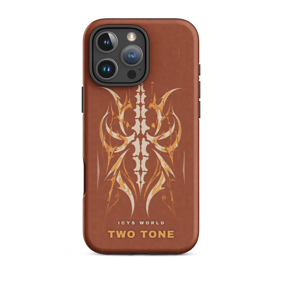 ICYS WORLD Two Tone iPhone case on iPhone 16 Pro Max, matte finish