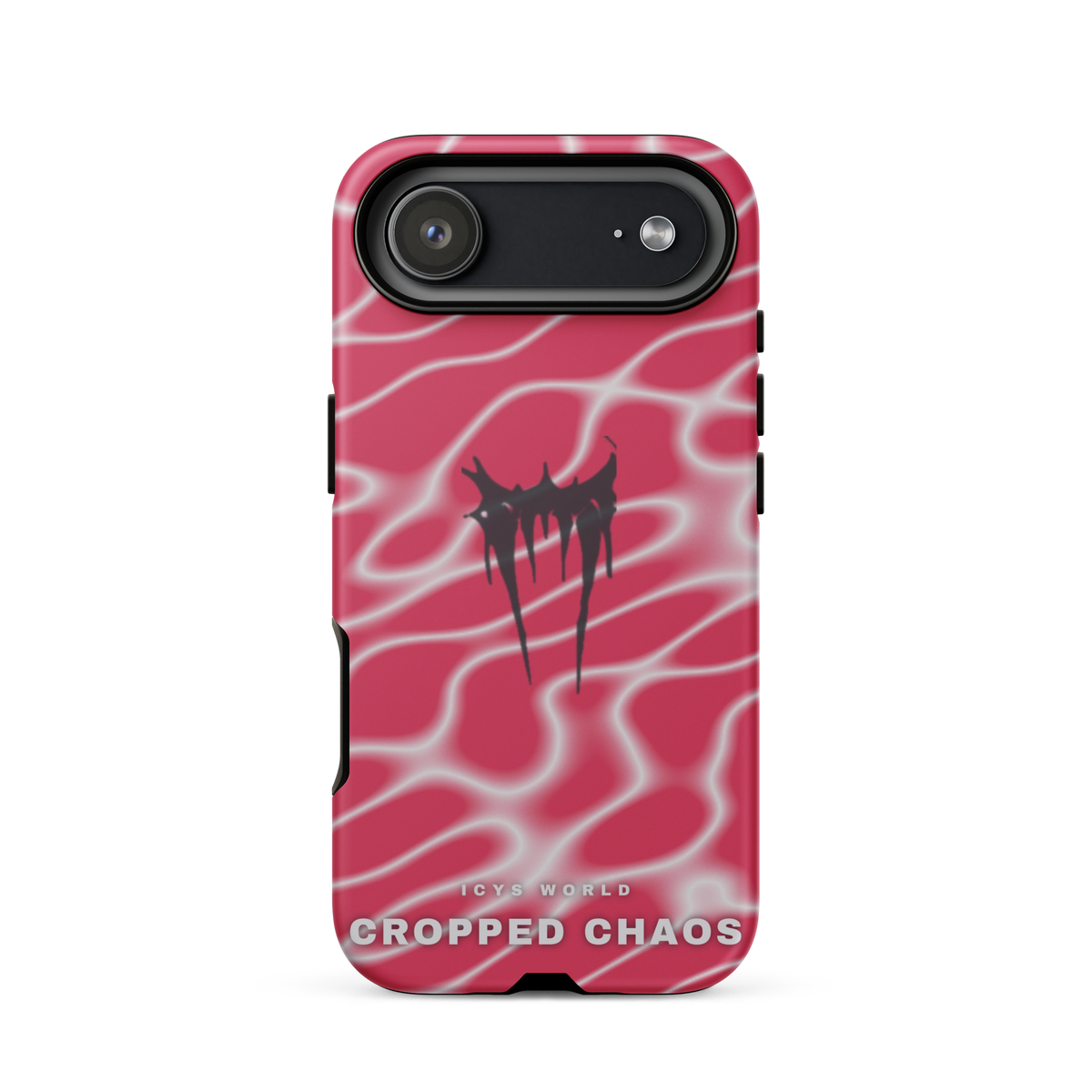 ICYS WORLD Cropped Chaos iPhone case on iPhone 17 Air, matte finish