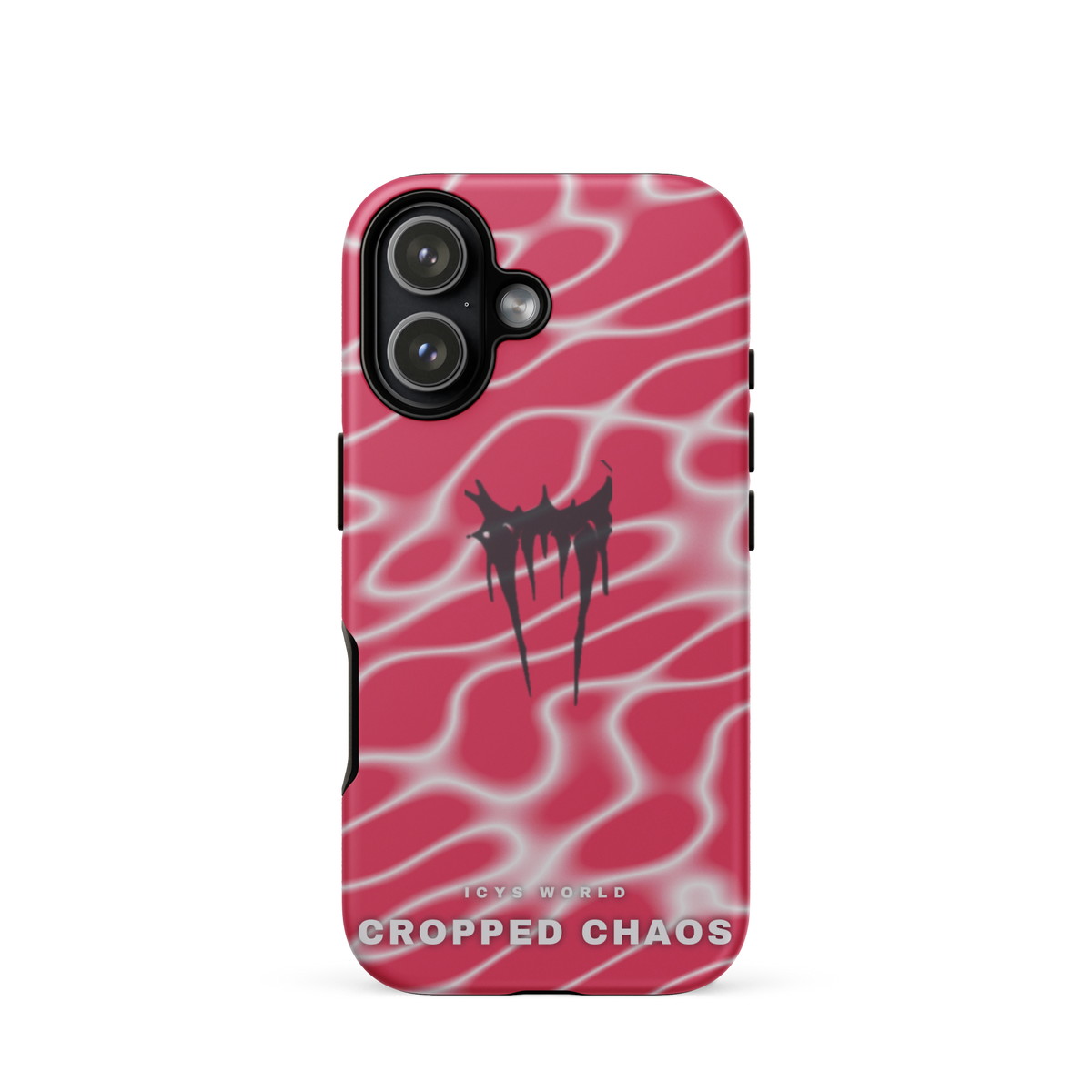 ICYS WORLD Cropped Chaos iPhone case on iPhone 17, matte finish