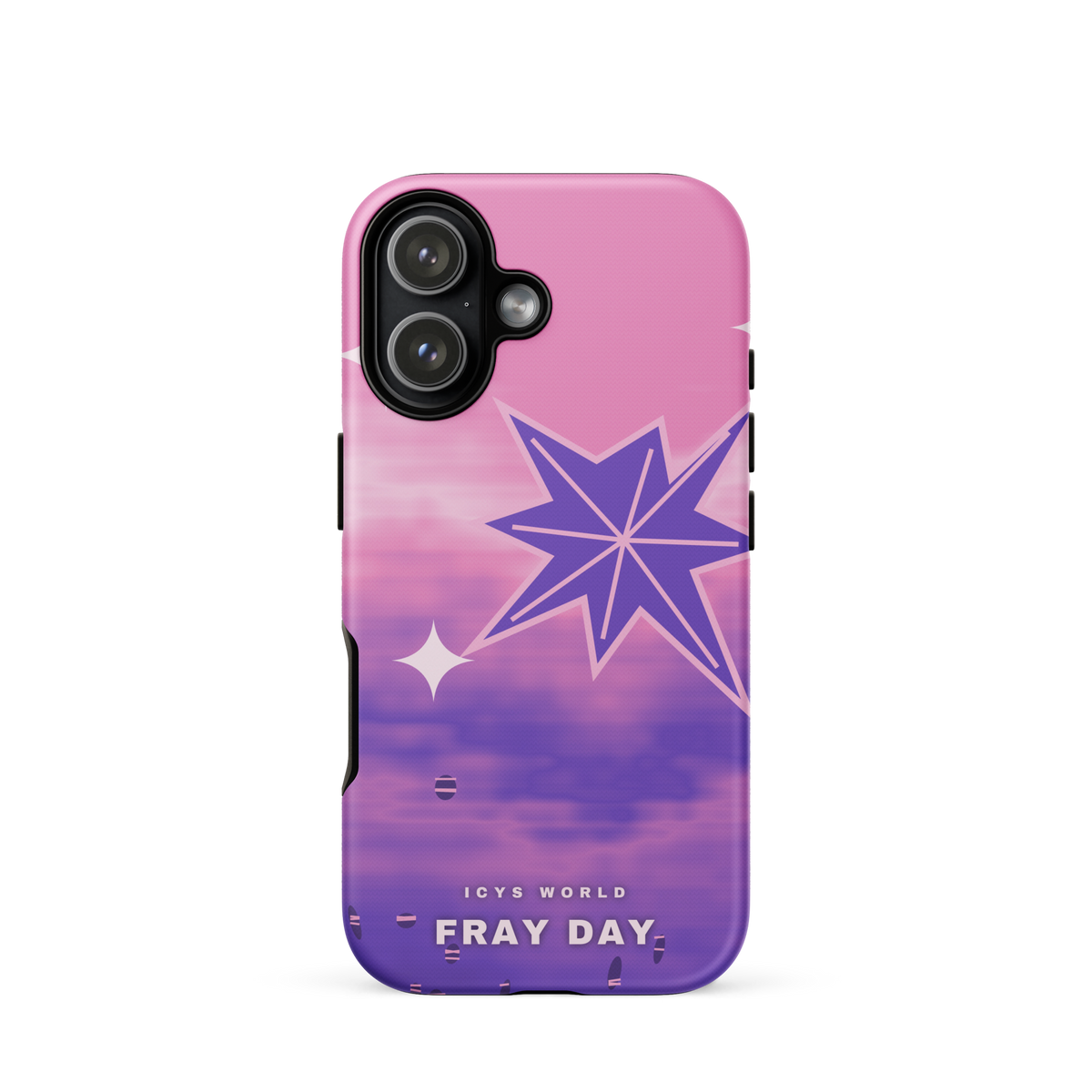 ICYS WORLD Fray Day iPhone case on iPhone 17, matte finish