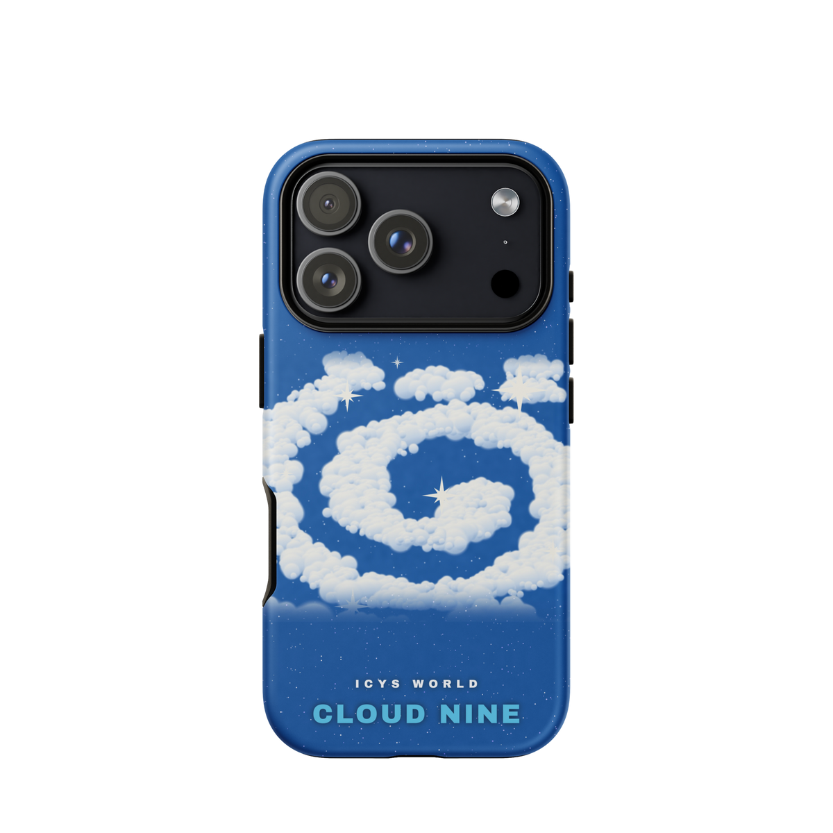 ICYS WORLD Cloud Nine iPhone case on iPhone 17 Pro, matte finish