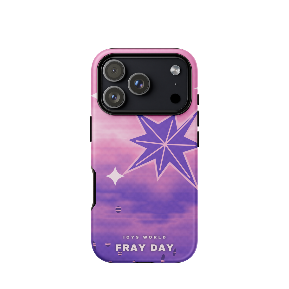 ICYS WORLD Fray Day iPhone case on iPhone 17 Pro, matte finish