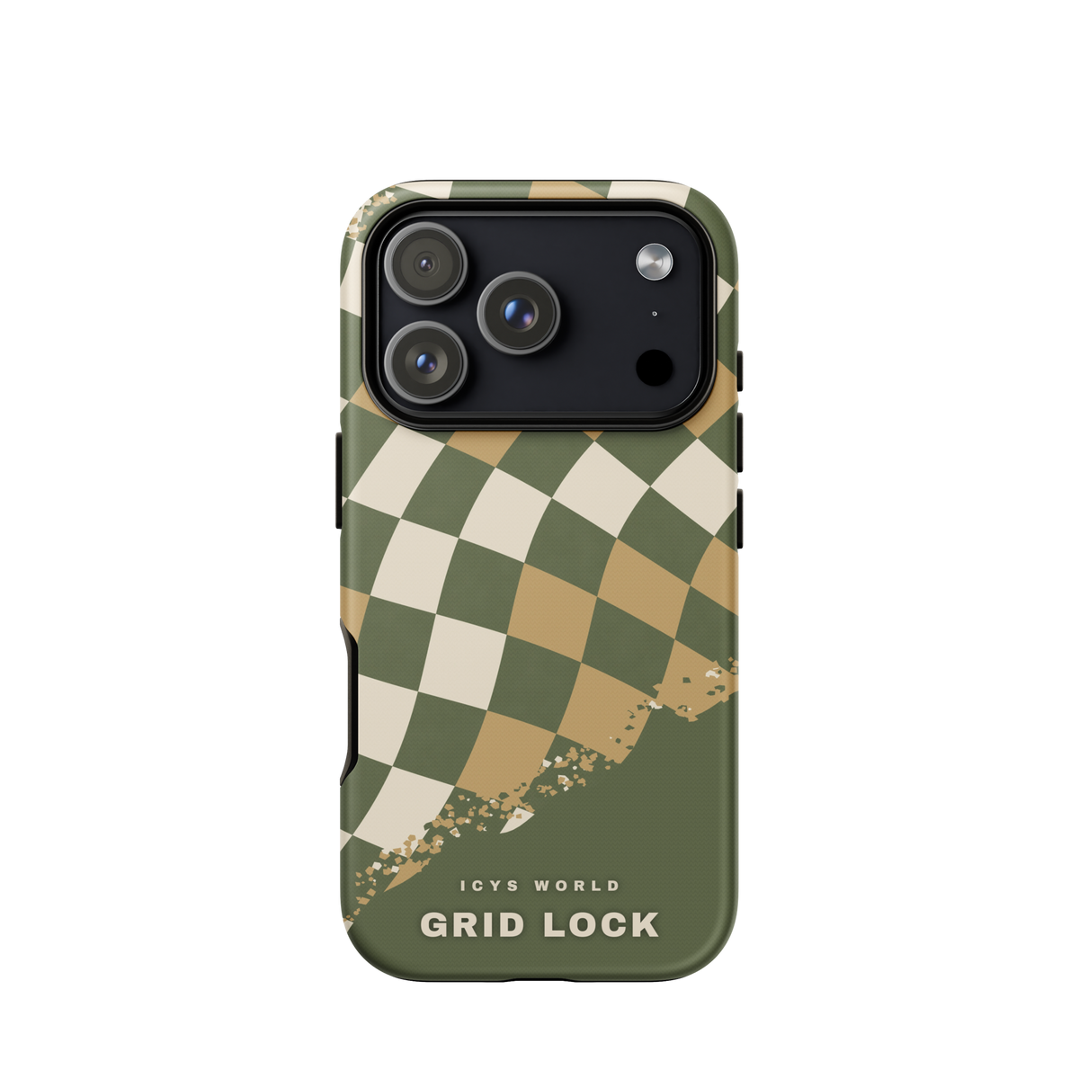 ICYS WORLD Grid Lock iPhone case on iPhone 17 Pro, matte finish