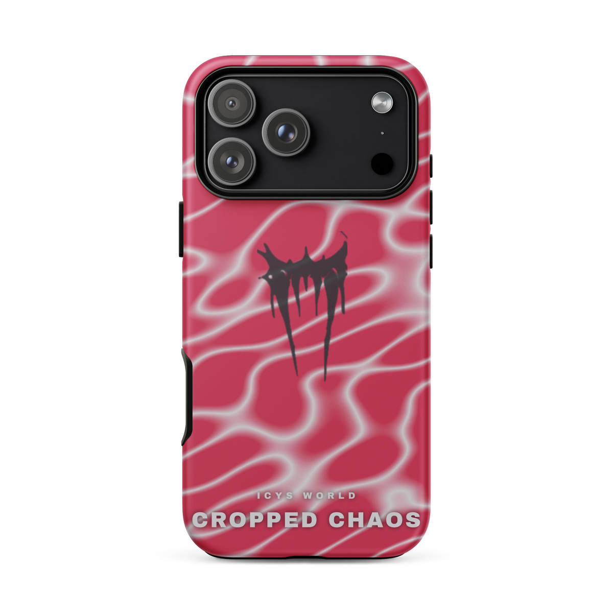 ICYS WORLD Cropped Chaos iPhone case on iPhone 17 Pro Max, matte finish