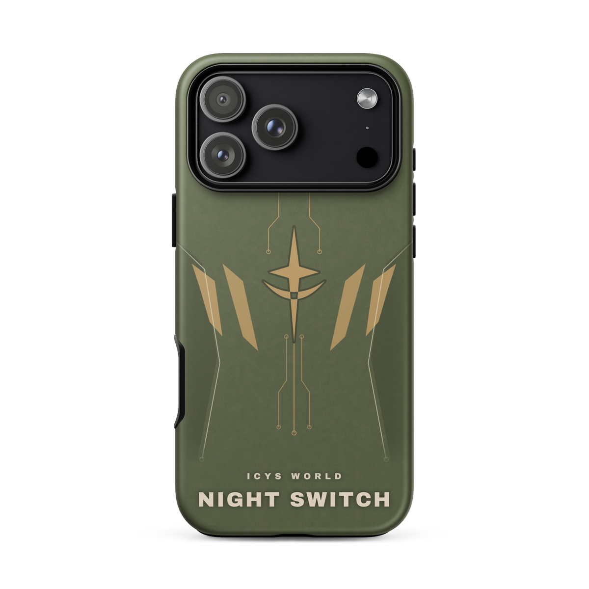 ICYS WORLD Night Switch iPhone case on iPhone 17 Pro Max, matte finish