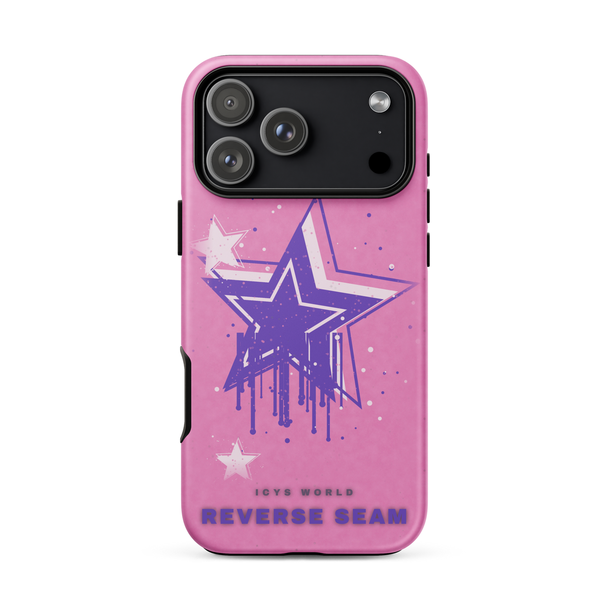 ICYS WORLD Reverse Seam iPhone case on iPhone 17 Pro Max, matte finish