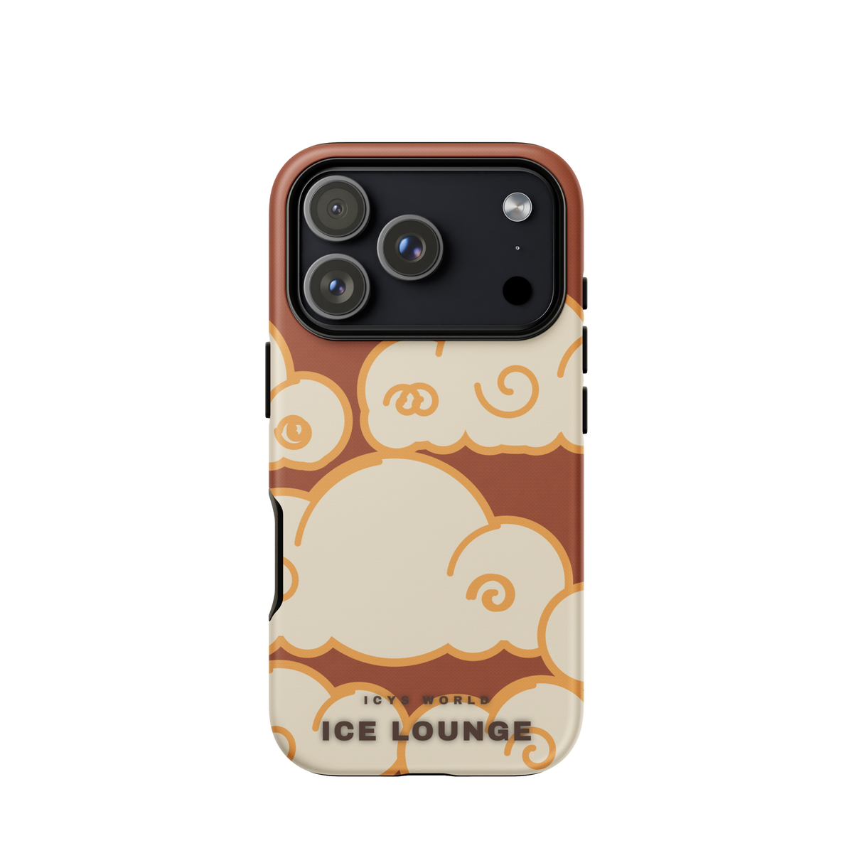 ICYS WORLD Ice Lounge iPhone case on iPhone 18 Pro, matte finish