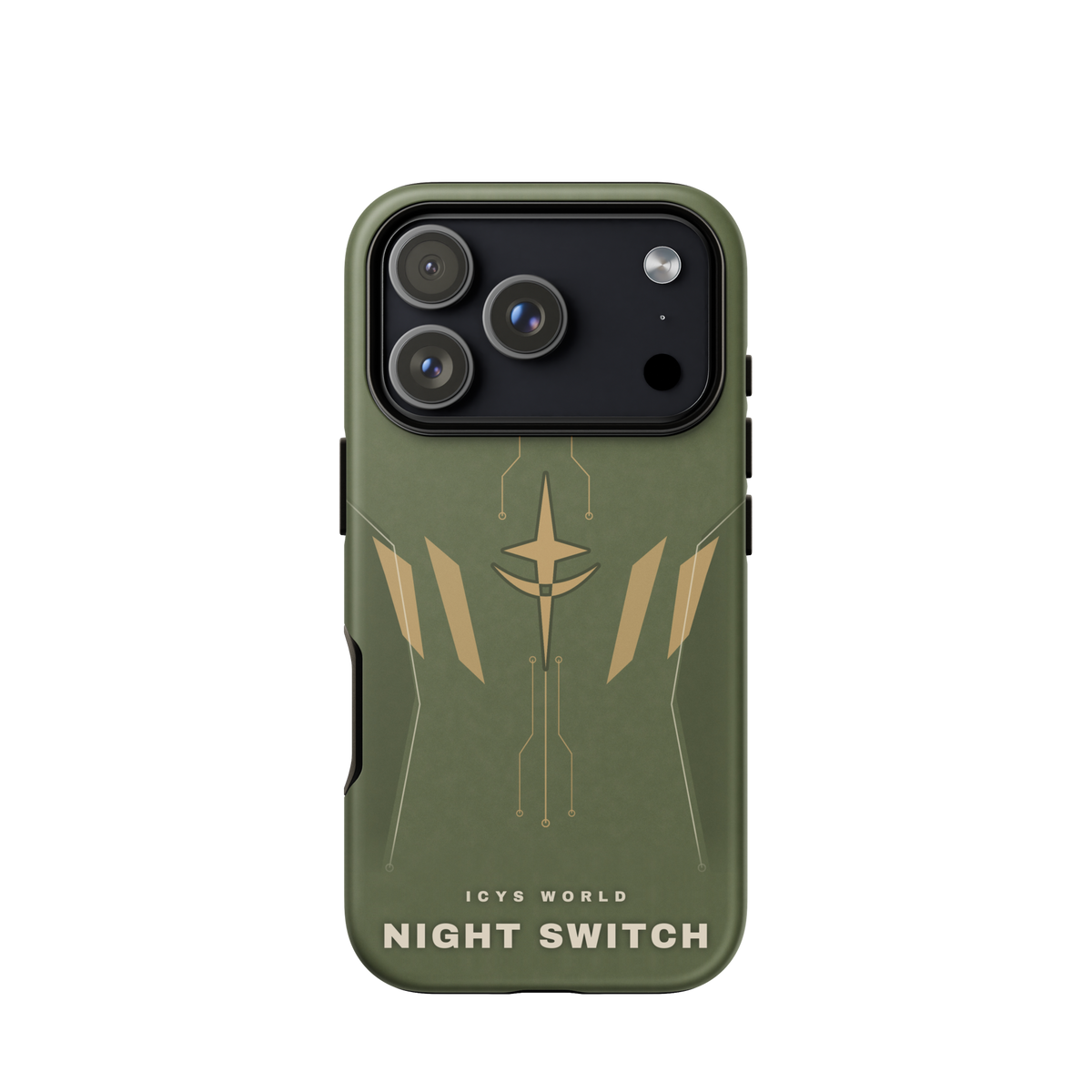 ICYS WORLD Night Switch iPhone case on iPhone 18 Pro, matte finish