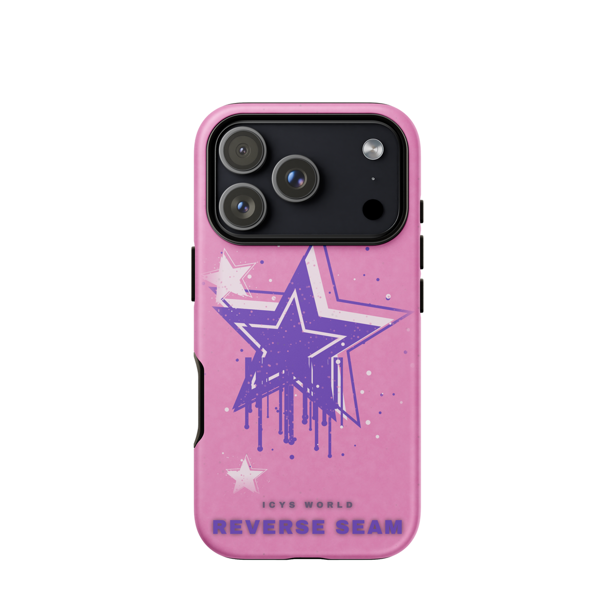 ICYS WORLD Reverse Seam iPhone case on iPhone 18 Pro, matte finish