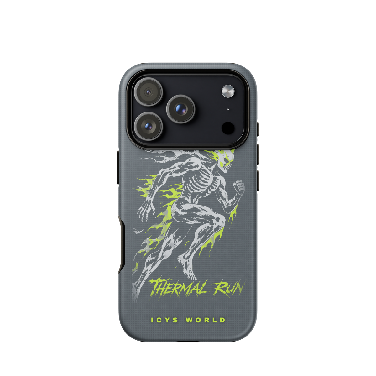 ICYS WORLD Thermal Run iPhone case on iPhone 18 Pro, matte finish