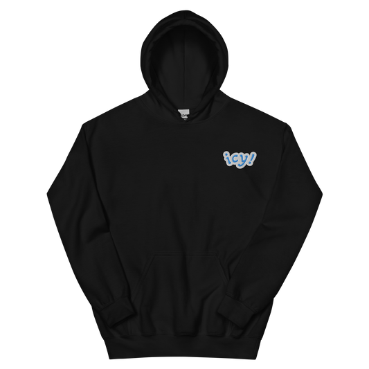 ICY Hoodie – iced-out streetwear graphic hoodie, black, front view