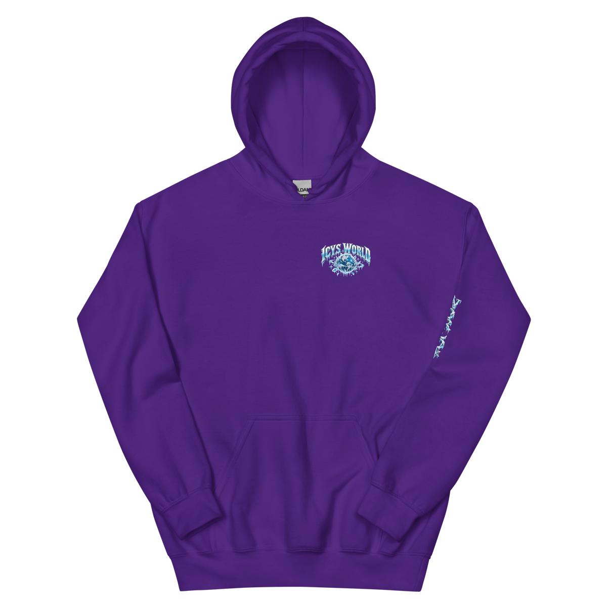 ICYS WORLD Alien Locust Hoodie – iced-out streetwear graphic hoodie, purple, front view