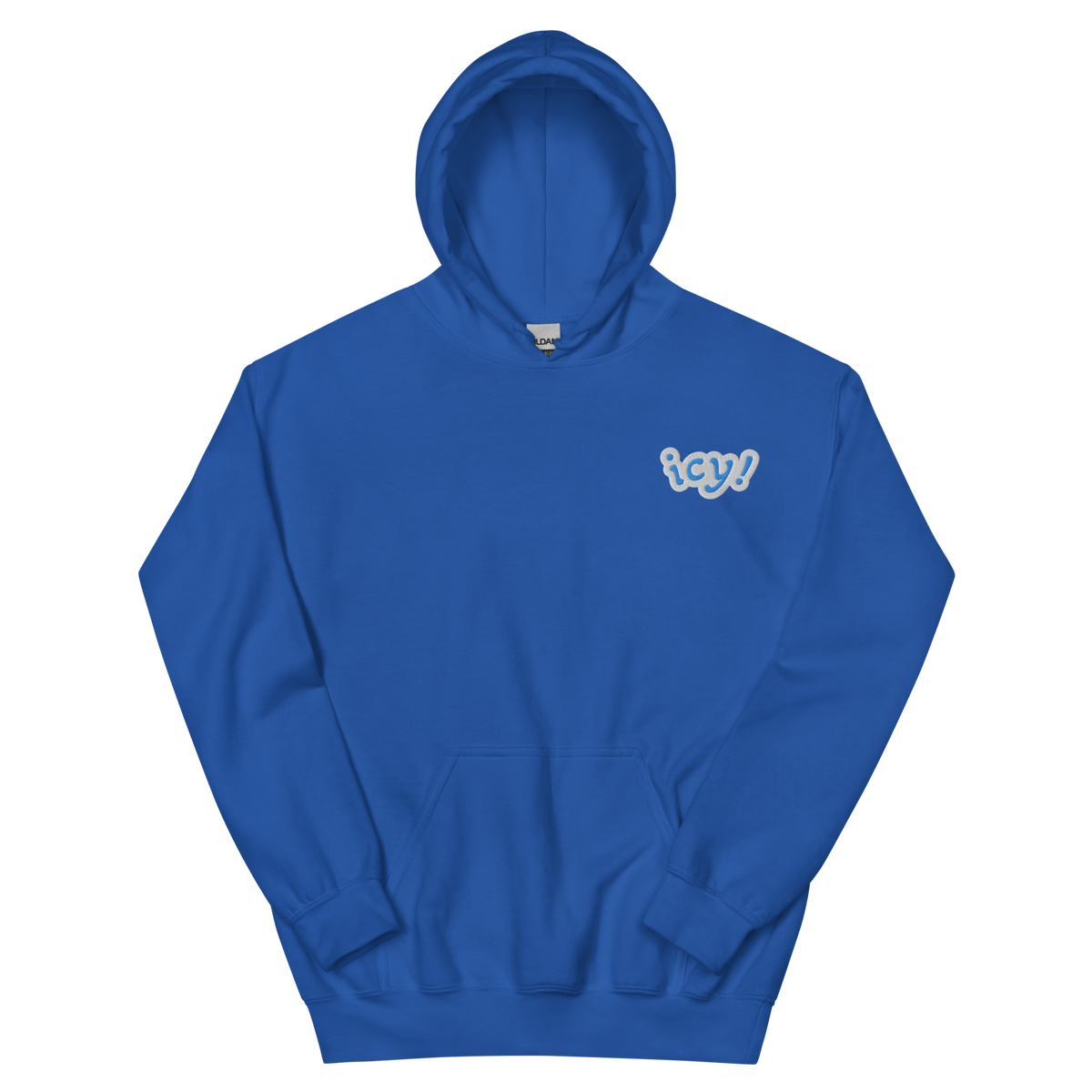 ICY Hoodie – iced-out streetwear graphic hoodie, royal, front view
