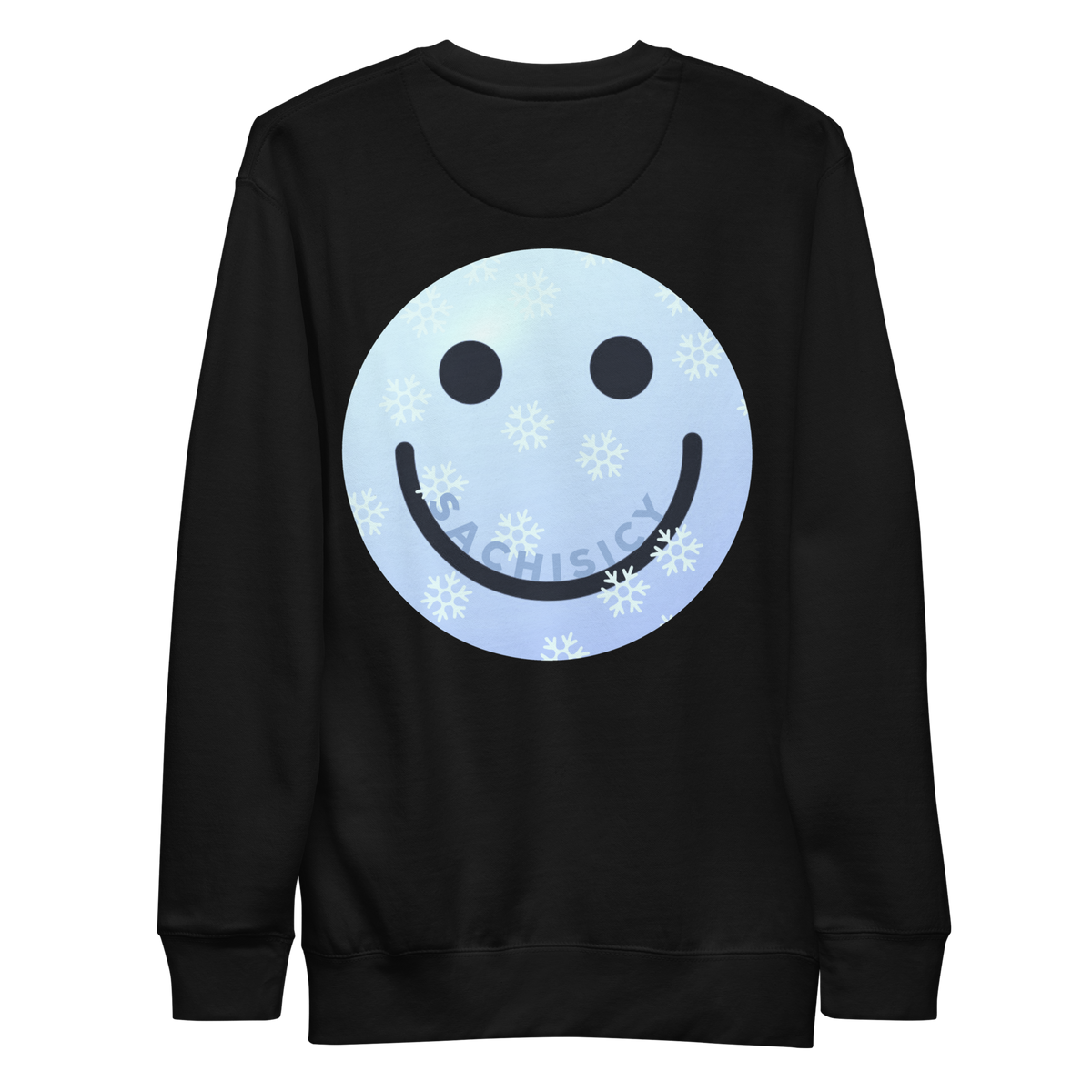 ICYS WORLD Crew – iced-out streetwear graphic crewneck sweatshirt, black, back view
