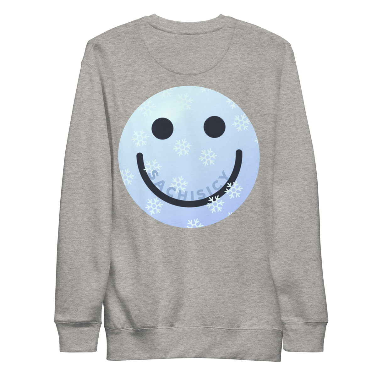 ICYS WORLD Crew – iced-out streetwear graphic crewneck sweatshirt, carbon grey, back view