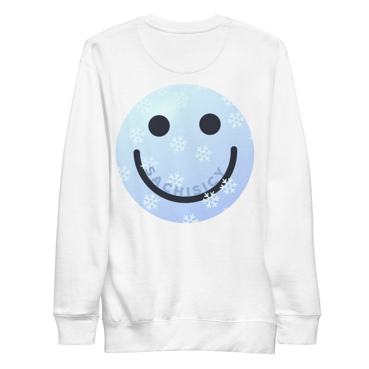 ICYS WORLD Crew – iced-out streetwear graphic crewneck sweatshirt, white, back view