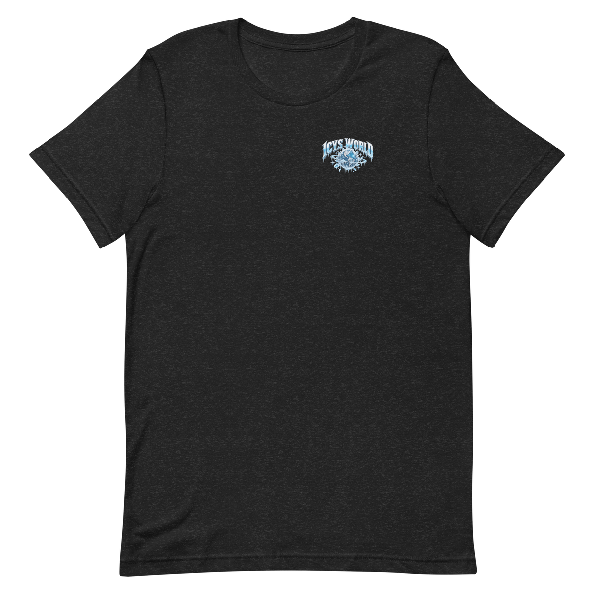 ICYS WORLD Exhaust Heart Tee – iced-out streetwear graphic tee, black, front view