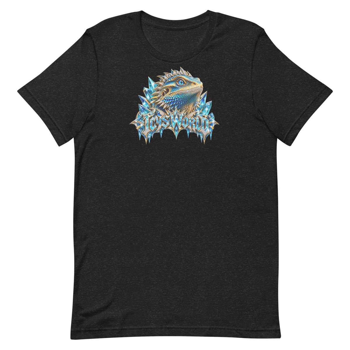 ICYS WORLD Ice Lizard Tee – iced-out streetwear graphic tee, black, front view