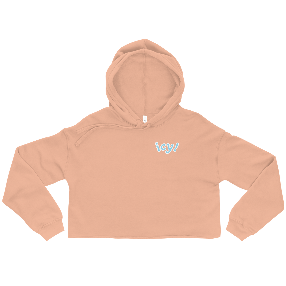 ICYS WORLD Crop Hoodie – iced-out streetwear graphic hoodie, peach, front view